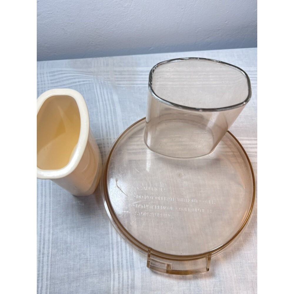 Cuisinart Food Processor DLC-7 Replacement Parts Amber Lid & Pusher Cleaned
